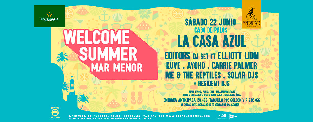 La Casa Azul y Editors DJ Set Ft Elliot Lion dan la bienvenida al verano en el Welcome Summer Mar Menor